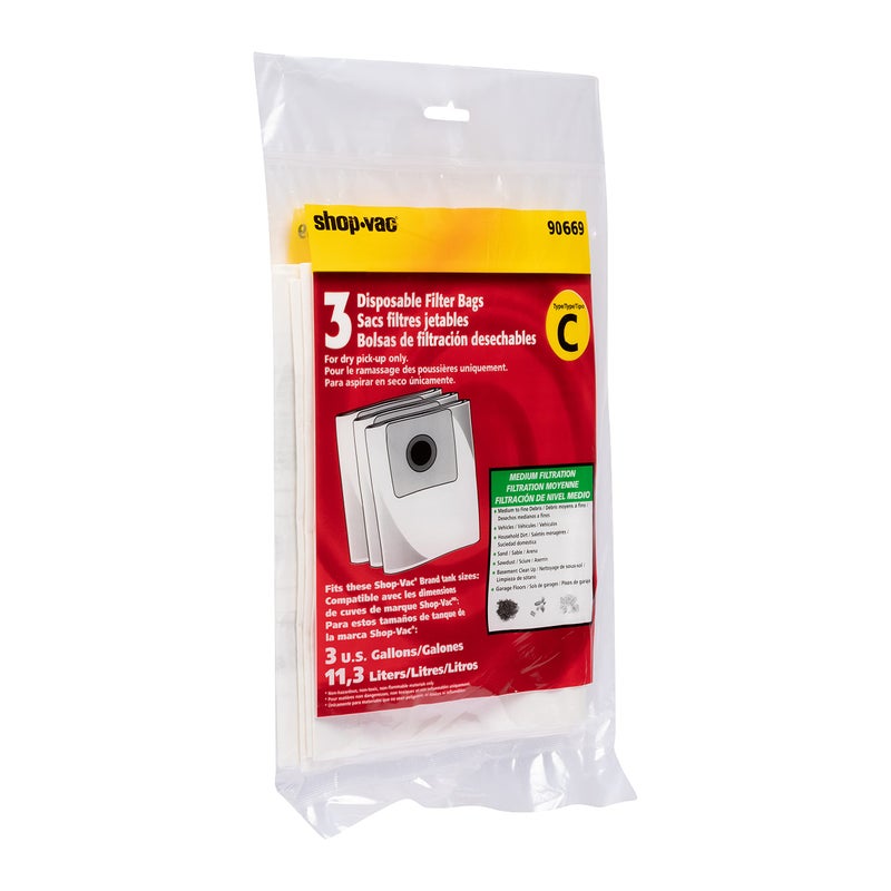 SHOPVAC Shop-Vac 9066900 Disposable Filter Bags, Fits 3 Gallon Tanks, Ideal for Dry Pickup, Non-Hazardous Materials, Compatible With Shop-Vac 3 Gallon Models, ( 3-Pack) - Image 4